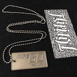 NEW VINTAGE NIKE GO DOG TAG PENDANT CHAIN NECKLACE EMPLOYEE RARE